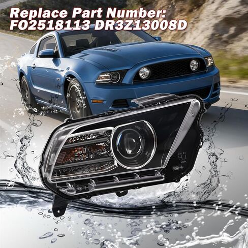 Nakkaa Passenger Xenon Headlight Assembly Compatible with Mustang 2013 2014 w/DRL Projector Right Side Headlamp DR3Z13008C in Kuwait
