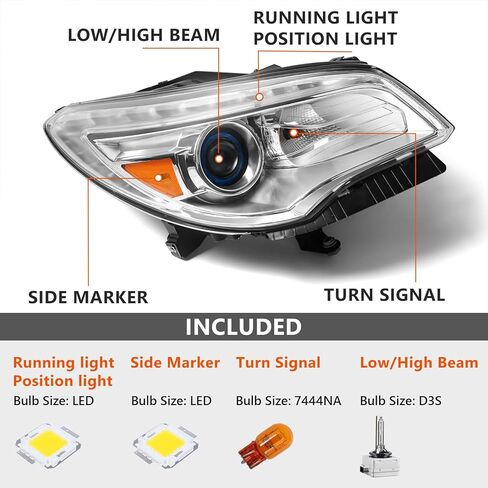 FIONE HID/Xenon Non-AFS Headlight Assembly Compatible with Buick Enclave 2013-2017 Right Passenger Side RH 84026395 in Kuwait