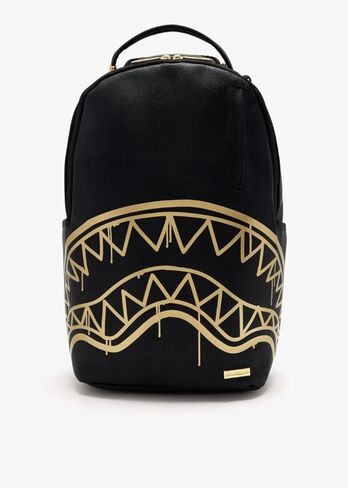 Sprayground Gold Fang Backpack, 18x6x11.5 Inch, Gold, 100% PVC, Laptop Compartment, Adjustable Straps in Saudi Arabia