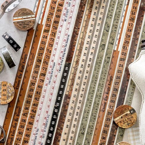 6 Rolls Vintage Ruler Washi Tape 10 mm Wide Tape Measure Pattern Adhesive Scrapbook Masking Tape for Crafts, Journal, Scrapbook, Painting, Artwork Decor in Saudi Arabia