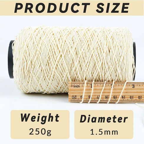 CAMAL Rattan Crochet Yarn for Crafts, 1.5mm/250g Soft Hand Knitting Yarn Rattan Fiber Thin Thread, 1.5mm Crochet Thread for Hats, Summer Bags, DIY Hand Crafts (Light Brow) in Saudi Arabia