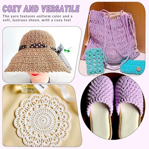 CAMAL Rattan Crochet Yarn for Crafts, 1.5mm/250g Soft Hand Knitting Yarn Rattan Fiber Thin Thread, 1.5mm Crochet Thread for Hats, Summer Bags, DIY Hand Crafts (Light Brow) in Saudi Arabia