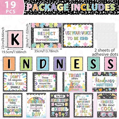 19 Pcs Composition Classroom Kindness Posters Growth Mindset Kindness Bulletin Board Empathy Inspirational Notebook Classroom Decors for Preschool Elementary Middle School Learning Wall Art Decor in Kuwait