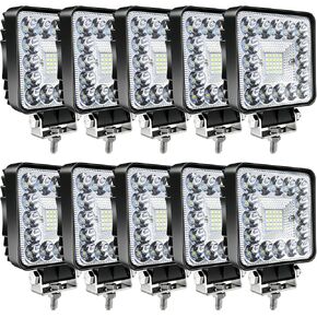 LED Off Road Lights, 4 Inch 123W LED Tractor Work Lights Pods, 12V 24V 10000lm Offroad Driving Lights for Truck Car Motorcycle Boat RV ATV Snowplow SUV UTV (4PCS) in Saudi Arabia