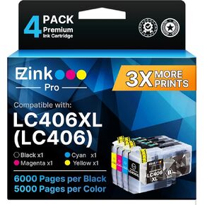 خراطيش حبر LC406XL LC406 لطابعة Brother متوافقة مع LC 406XL LC406 XL لـ MFC-J4335DW MFC-J5855DW MFC-J6555DW MFC-J4535DW MFC-J6955DW MFC-J4345DW MFC-J5955DW (4 عبوات عالية الإنتاجية) in Kuwait