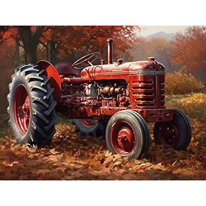 مجموعات الفن الماسي للبالغين من Red Farmall Vintage Farm Tractor 5D DIY جولة حجر الراين جوهرة لوحات فنية لديكور الحائط المنزلي 11.7 × 15.8 بوصة / 30 × 40 سم in Kuwait