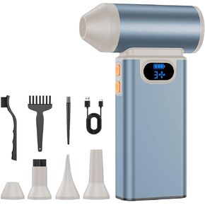 Metal Electric Compressed Air Duster, 300000RPM High Speed Rechargeable Air Blower&Pump for Leaf Blower with Digital Display, 4-Speed Modes-Brushless Motor Mini PC Dust Cleaner with Light(Silver) in Saudi Arabia