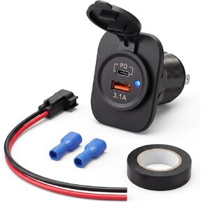 for Ford Maverick 12V Bed Power Outlet (2022+), Non-Destructive Truck Bed Plug Adapter with Quick Splice Connectors, Beginner-Friendly 12V Cigarette Socket Kit Replacement (USB) in Kuwait