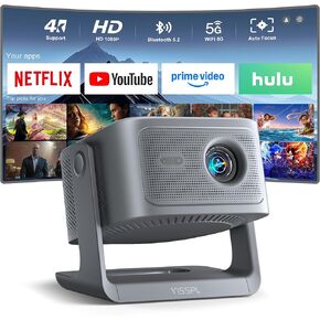 【2200ANSI & Officially-Licensed APP】Smart 4K Projector with WiFi and Bluetooth, VISSPL 3D Dolby Audio and Auto Focus Portable Outdoor Projector, Movie Home Theater Proyector with 360° Adjustable Stand in Saudi Arabia