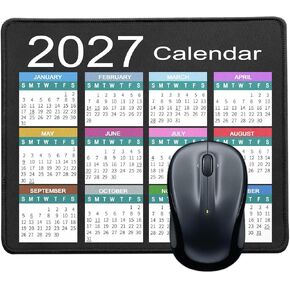 Mouse Pad with Non-Slip Rubber Base, Waterproof Computer Mousepad with Stitched Edges, Mouse Pads for Computers, Laptop, Gaming, Office & Home, 9.5 x 7.8 in (2025 Calendar Black) in Saudi Arabia