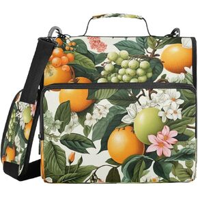ALAZA Lemon Flower Leaves Zipper Binder 3 Ring Binder Organizer with Zipper and Shoulder Strap Large Capacity Multi-Pocket for Office Supplies Work in Kuwait