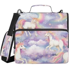 ALAZA Galaxy Nebula Unicorn Horse Cloud Zipper Binder 3 حلقات منظم مع سحاب وحزام كتف سعة كبيرة متعددة الجيوب لعمل اللوازم المكتبية in Kuwait