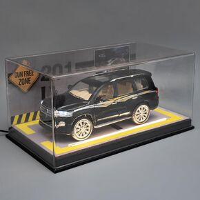 BDTCTK Leather Bottom Transparent Acrylic Display Box with Light Strip and Parking Scene Cardboard, Including 1:24 Land Cruiser Alloy Die-cast Pull Back Car with Sound & Light, Gift White in Saudi Arabia