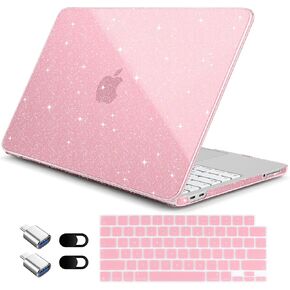 for MacBook Neo 13 Inch Case 2026 Release Model A3404, Bling Glitter Hard Shell with Keyboard Cover, 2 Webcam Covers & USB Adapter, 6-in-1 Bundle for Women Girls, Glitter‌ Clear in Saudi Arabia