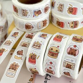 5 Rolls Scrapbook Stickers, 500 Pcs Each Capybara Design, Self-Adhesive Kawaii Sticker for Junk Journal, Water Bottle, Laptop and Card Making, Cute Aesthetic Stickers Decorative Pack in Kuwait