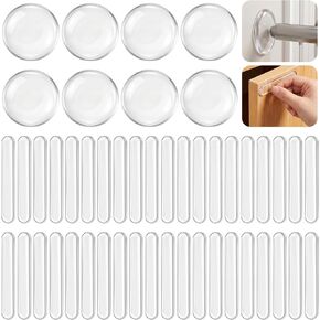 48pcs Door Stoppers for Wall Wall Bumpers Clear Cabinet Door Bumper Silicone Strips Self Adhesive Bumpers Walls Protects Every Surface for Furniture Cabinets Doors Toilet (1.55×1.55,2.48×0.39 Inches) in Saudi Arabia