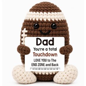 Cute Fathers Day Dad Gifts from Daughter Son Wife, Handmade Crochet Football Birthday Gifts for Dads, Father's Day Funny Small Gift for Best Dad, Unique I Love You Stepdad Papa Gift Desk Decor Idea in Saudi Arabia