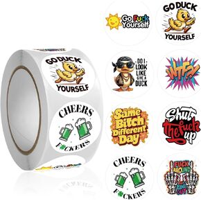 500Pcs F Word Stickers Roll 1.5inch - 8 Style Funny Cool Offensive Graphic Typography - Easy Stick & Removeable for Scarpbook Window Tumblers Water Bottles Teens Laptop in Kuwait