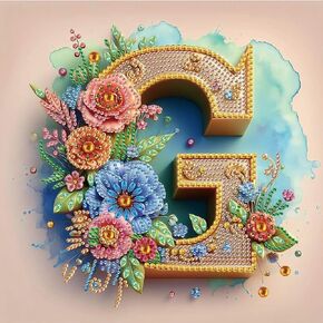 Tontut Diamond Painting Kit, Letter M Flower 5D DIY Crystal Diamond Art Painting with Tools for Home Decoration in Kuwait