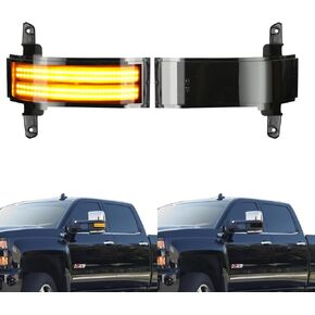 ROCCS LED الوامض العنبر الجانب مرآة علامة بدوره إشارات سحب مرآة DRL أضواء البضائع وقوف السيارات ل2014-2019 تشيفي سيلفرادو جي إم سي سييرا 1500 2500HD 3500HD، عدسة مدخنة in Kuwait
