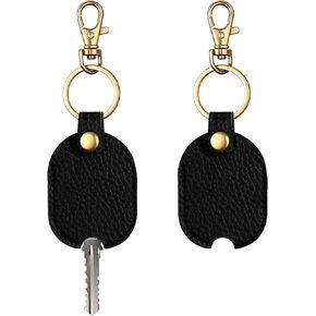 2 PCS Leather Car Key Cover, Black Leather Key Sleeve for Broken Sleeve Broken Cars Keys Loop Replacement Keyring Protector Covers Caps with Iron Keyring for Women Men in Saudi Arabia