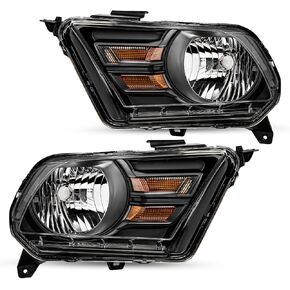 JSBOYAT Halogen Headlight Assembly Replacement Fit for 2010-2014 Ford Mustang Headlamp Driver & Passenger Side [NOT for HID/Xenon], Black Housing with Amber Reflector in Saudi Arabia