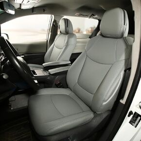 dangdangdang Custom fit Leather Seat Covers for Toyota Sienna le xle se xse 2021 2022 2023 2024 2025 Hybrid, Select Models (Gray, 8-Passenger(Without footrest)) in Saudi Arabia