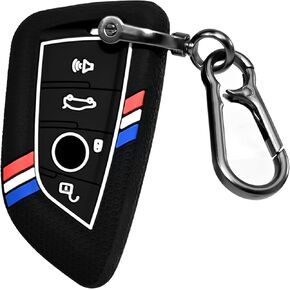 Striped Silicone Key Cover, Key Protector Shell Case with Keychain for BMW 2 4 5 6 7 Series X1 X2 X3 X4 X5 X6 M M8 M7 M6 M5 M4 M3 M2 M1 430i 340i 840i (2015-2023 Models) (1Pack) in Saudi Arabia