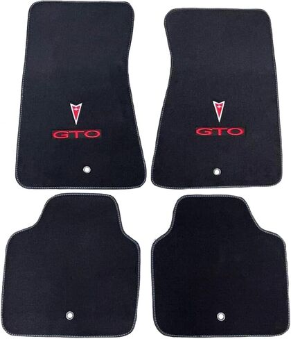 Custom Fit 4 Piece Carpet Floor Mats Compatible with 2004-2006 Pontiac GTO with Red Logo - Black in Saudi Arabia
