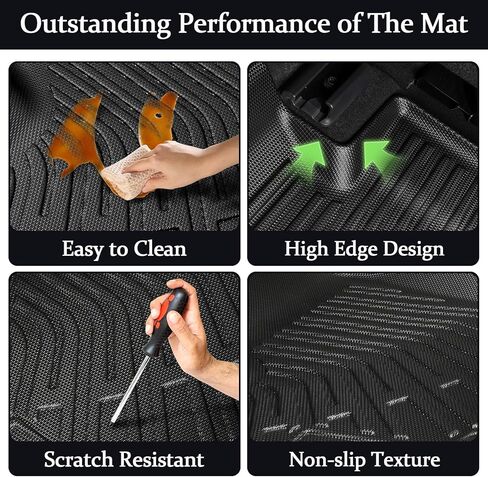 17PCS Car Floor Liner for 2026 2025 2024 GMC Acadia Full SetTPE All-Weather Protection Cargo Mat with Seatback Protectors & Door Sill Guards for GMC Acadia Interior Accessories Black in Saudi Arabia
