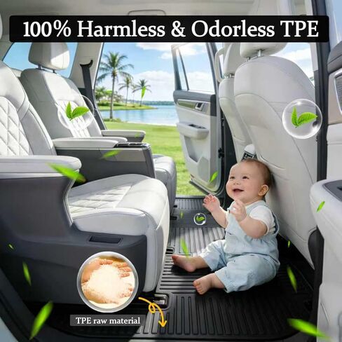 17PCS Car Floor Liner for 2026 2025 2024 GMC Acadia Full SetTPE All-Weather Protection Cargo Mat with Seatback Protectors & Door Sill Guards for GMC Acadia Interior Accessories Black in Saudi Arabia