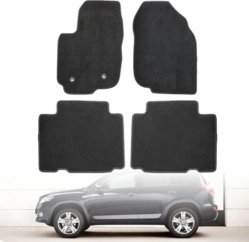 FZJDSD Black 4Pcs Front & Rear Floor Mats Carpet Velour Replacement Compatible with Toyota RAV4 2006 2007 2008 2009 2010 2011 2012 in Kuwait