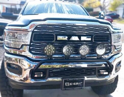 Sleekster by Randy Ellis Design #34201 4 Tab Frame Mounted Light Bar in Satin Black Powder Coat, Compatible with 2019-2026 Dodge Ram 2500/3500 (NOT for Power Wagon), Made in USA, No Drilling Required in Kuwait