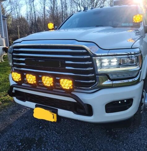 Sleekster by Randy Ellis Design #34201 4 Tab Frame Mounted Light Bar in Satin Black Powder Coat, Compatible with 2019-2026 Dodge Ram 2500/3500 (NOT for Power Wagon), Made in USA, No Drilling Required in Kuwait