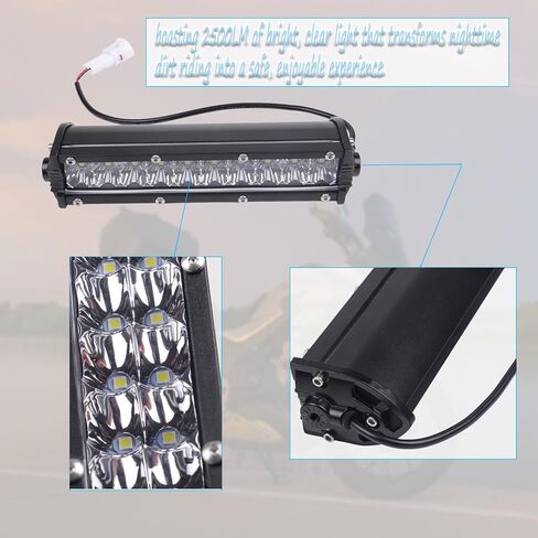 Universal Motorcycle Headlight, 60W 2500LM Light Bar for 7/8" Handlebars CRF110 TTR110 KLX110 Dirt Pit Bikes, Motocross, Enduro and ATVs in Kuwait