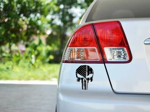 3X4'' 4pc Value Pack American Flag US USA Punisher Skull Decal Sticker Vinyl Logo Motorcycle Helmet Car Bumper Trucks Bottle Flask Window Laptop Wall Sniper Military Guns Navy Marines Army in Kuwait