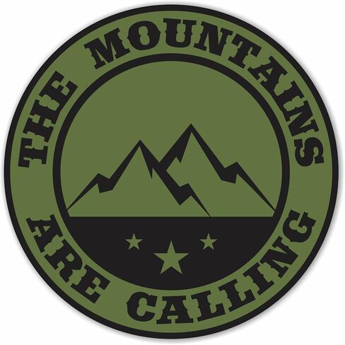 (قطعتان) ملصق ممتص للصدمات من الفينيل The Mountains are Calling - أخضر زيتوني وأسود، ملصق للتخييم في الهواء الطلق والمشي لمسافات طويلة وتسلق الصخور على الطرق الوعرة والسيارات الدفع الرباعي والشاحنات in Kuwait