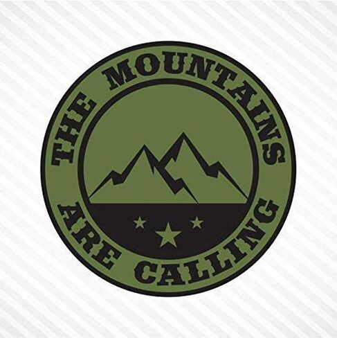(قطعتان) ملصق ممتص للصدمات من الفينيل The Mountains are Calling - أخضر زيتوني وأسود، ملصق للتخييم في الهواء الطلق والمشي لمسافات طويلة وتسلق الصخور على الطرق الوعرة والسيارات الدفع الرباعي والشاحنات in Kuwait