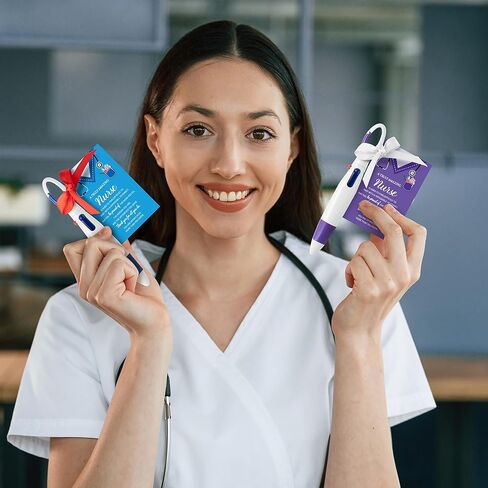 Haooryx Nurse Badge Pen Bulk - 24Pack Nurse Appreciation Gift Set 4-in-1 Color Retractable Ballpoint Pen with Greeting Card Nursing Week Gift Tag for Graduation Student Medical Hospital Exchange Favor in Kuwait