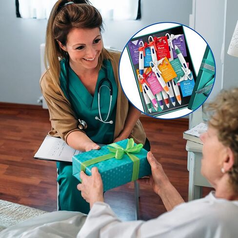 Haooryx Nurse Badge Pen Bulk - 24Pack Nurse Appreciation Gift Set 4-in-1 Color Retractable Ballpoint Pen with Greeting Card Nursing Week Gift Tag for Graduation Student Medical Hospital Exchange Favor in Kuwait