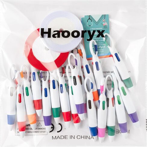 Haooryx Nurse Badge Pen Bulk - 24Pack Nurse Appreciation Gift Set 4-in-1 Color Retractable Ballpoint Pen with Greeting Card Nursing Week Gift Tag for Graduation Student Medical Hospital Exchange Favor in Kuwait