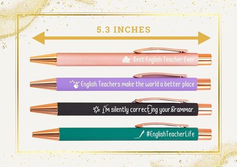 InnoBeta English Teacher Gifts, Ballpoint Pen Set of 4, Gifts for English Teacher in Christmas - Correct in Kuwait