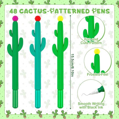 48 Set End of Year Student Gift Bulk from Teacher Cactus Ballpoint Pens with Positive Cards Green Ribbon for Classroom Reward End of School Cactus Birthday Party Favor Teacher Appreciation Supplies in Saudi Arabia