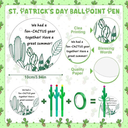 48 Set End of Year Student Gift Bulk from Teacher Cactus Ballpoint Pens with Positive Cards Green Ribbon for Classroom Reward End of School Cactus Birthday Party Favor Teacher Appreciation Supplies in Saudi Arabia
