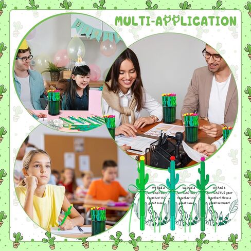 48 Set End of Year Student Gift Bulk from Teacher Cactus Ballpoint Pens with Positive Cards Green Ribbon for Classroom Reward End of School Cactus Birthday Party Favor Teacher Appreciation Supplies in Saudi Arabia