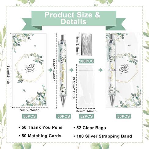 Auch Wedding Favors for Guests – 50 Set Elegant Botanical Thank You Ballpoint Pens with Matching Cards & Bags, Bridal Shower & Wedding Thank You Gifts in Saudi Arabia