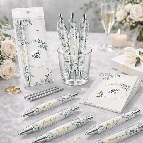 Auch Wedding Favors for Guests – 50 Set Elegant Botanical Thank You Ballpoint Pens with Matching Cards & Bags, Bridal Shower & Wedding Thank You Gifts in Saudi Arabia