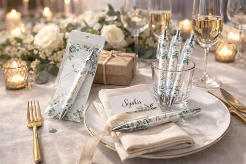 Auch Wedding Favors for Guests – 50 Set Elegant Botanical Thank You Ballpoint Pens with Matching Cards & Bags, Bridal Shower & Wedding Thank You Gifts in Saudi Arabia