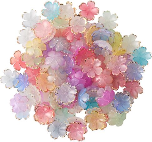 120 Pieces Acrylic Cherry Blossom Flower Beads with Gold-Plated Spacer Beads for Jewelry Making, DIY Bracelet Necklace Earrings and Craft Accessories in Saudi Arabia