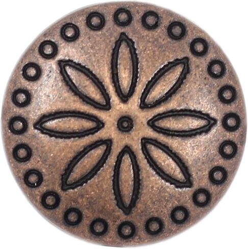 Bezelry 12 Pieces Simple Flower Carving Metal Shank Buttons 18mm (11/16 inch) (Antique Copper) in Kuwait
